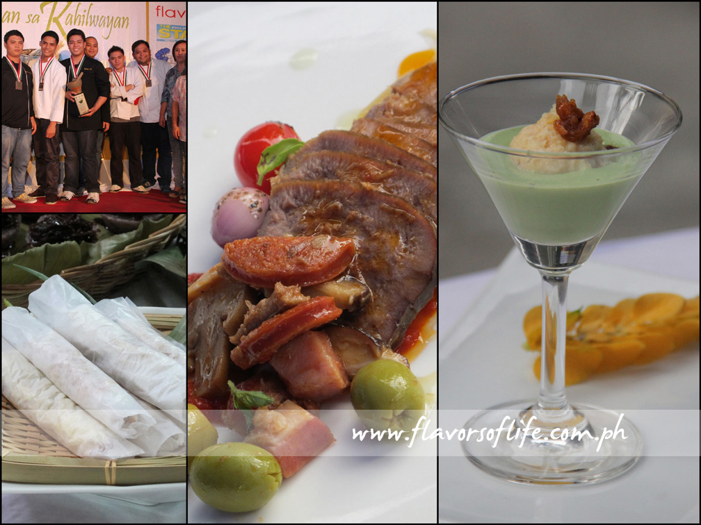 Third placer Colegio del Sagrado Corazon de Jesus and the team's winning dishes Fresh Lumpiang Ilonggo, Lengua con Setas con Olivas and No-bake Potato Cheesecake