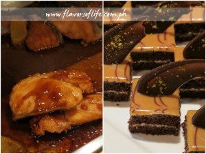 Salmon Teriyaki (left) and Caramel Brownies (right) formed part of the dinner buffet