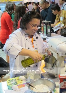 Chef Dorothy Ferreria doing a baking demo for Global Pacific at today's Bakery Fair 2013