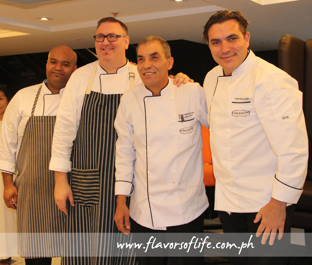 Chef Todd English (extreme right) and his team of chefs