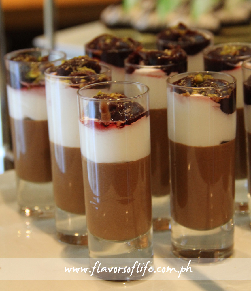 Chocolate mousse in shooter glasses