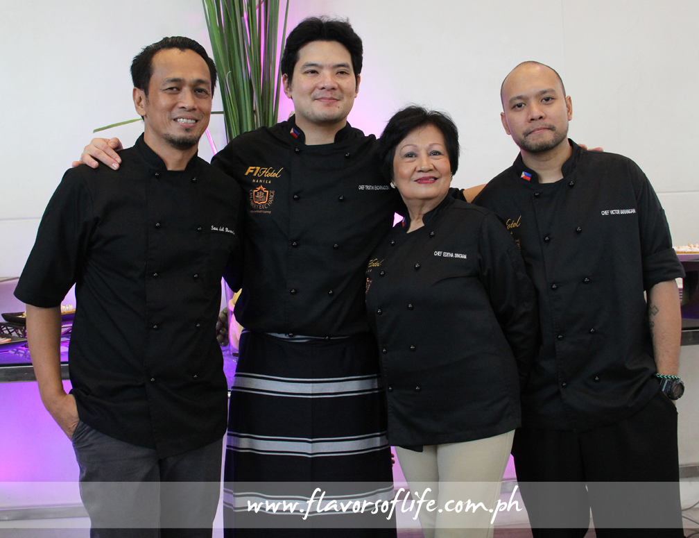 F1 Hotel's executive chef Sau del Rosario with the three featured 'Luzviminda 2' guest chefs Tristan Encarnacion, Edith Singian and Victor Barangan