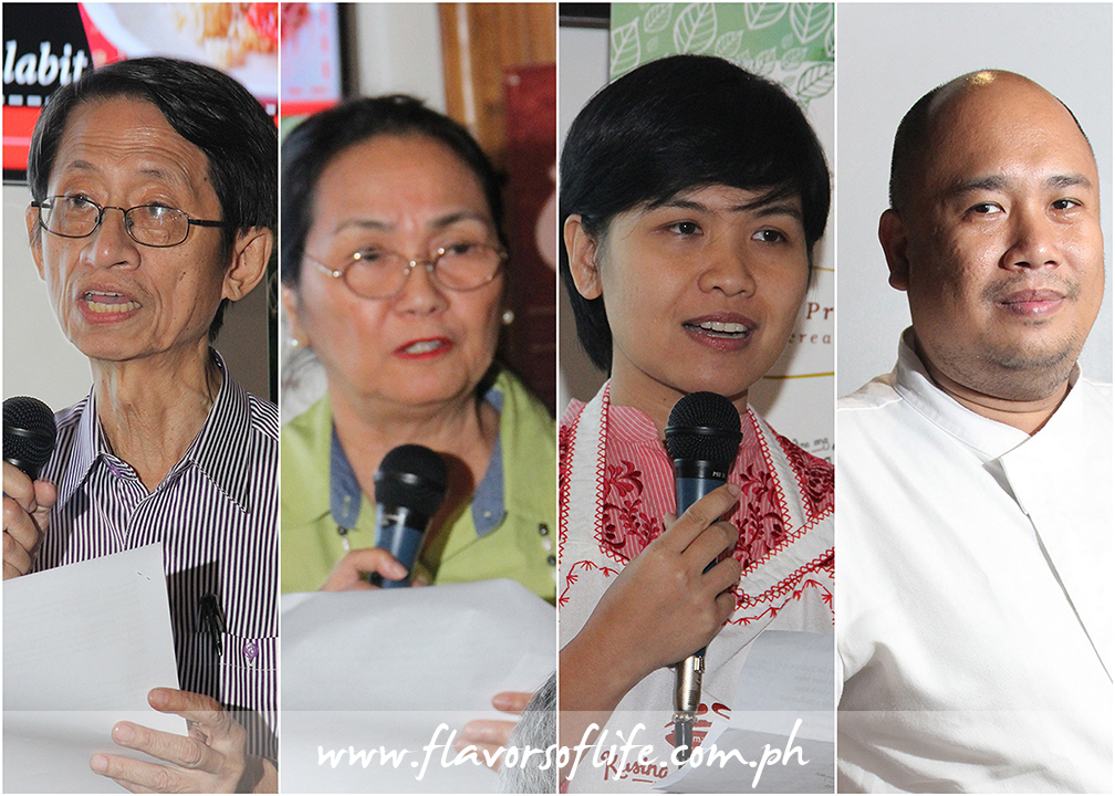Fromleft: Dr. Fernando Zialcita, director, Cultural Heritage Studies Program, Department of Sociology and Anthropology, Ateneo de Manila University; Clara Lapus, president, Mama Sita Foundation; Cecille Nepomuceno-Gamat, information officer, Mama Sita Foundation; and Chef Myke 'Tatung' Sarthou of Alab Filipino Cuisine