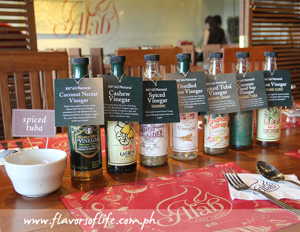 Vinegar bar for the Do-It-Yourself Kinilaw presented the whole range of Mama Sita's vinegars