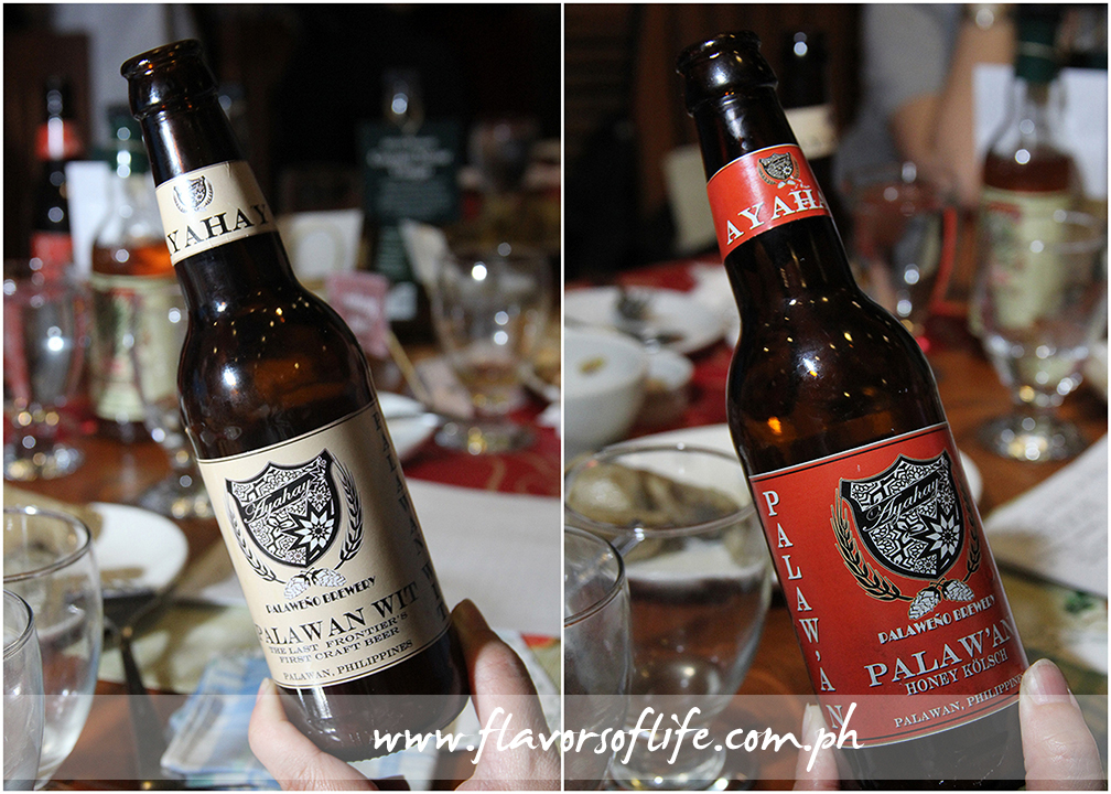 Two variants of Palawan beers made by Palaweno Brewery--Palawan Wit (left), and Palaw'an Honey Kolsch (right) 