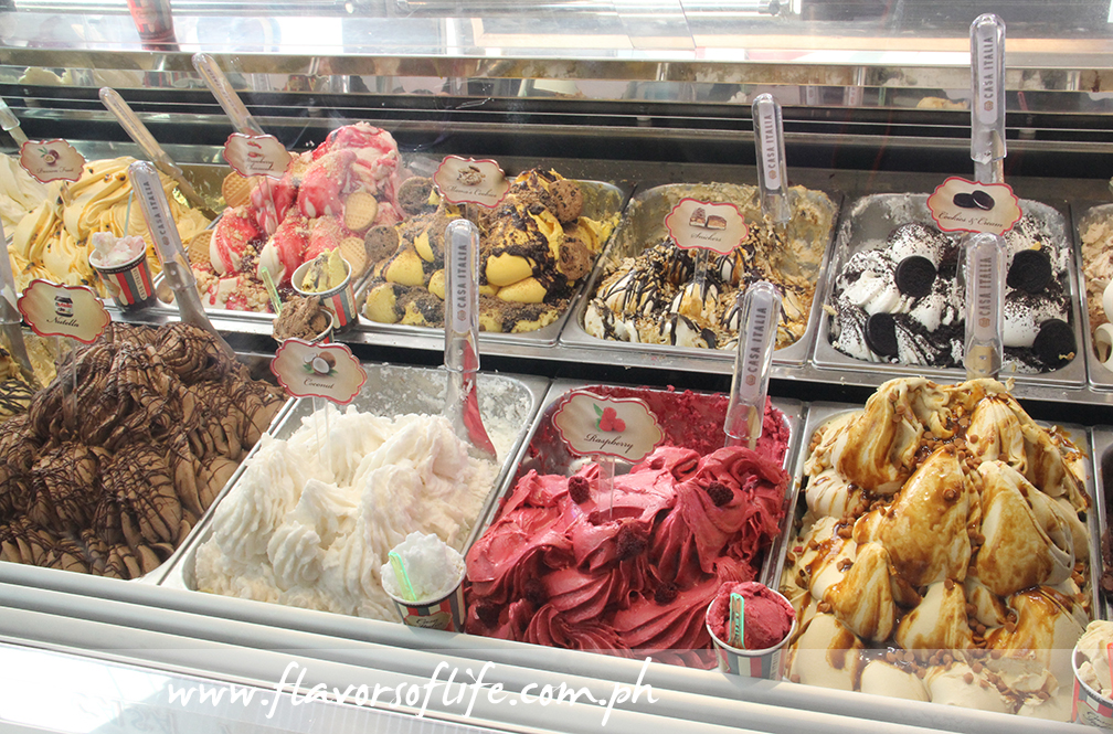 Gelato galore in the display cabinet