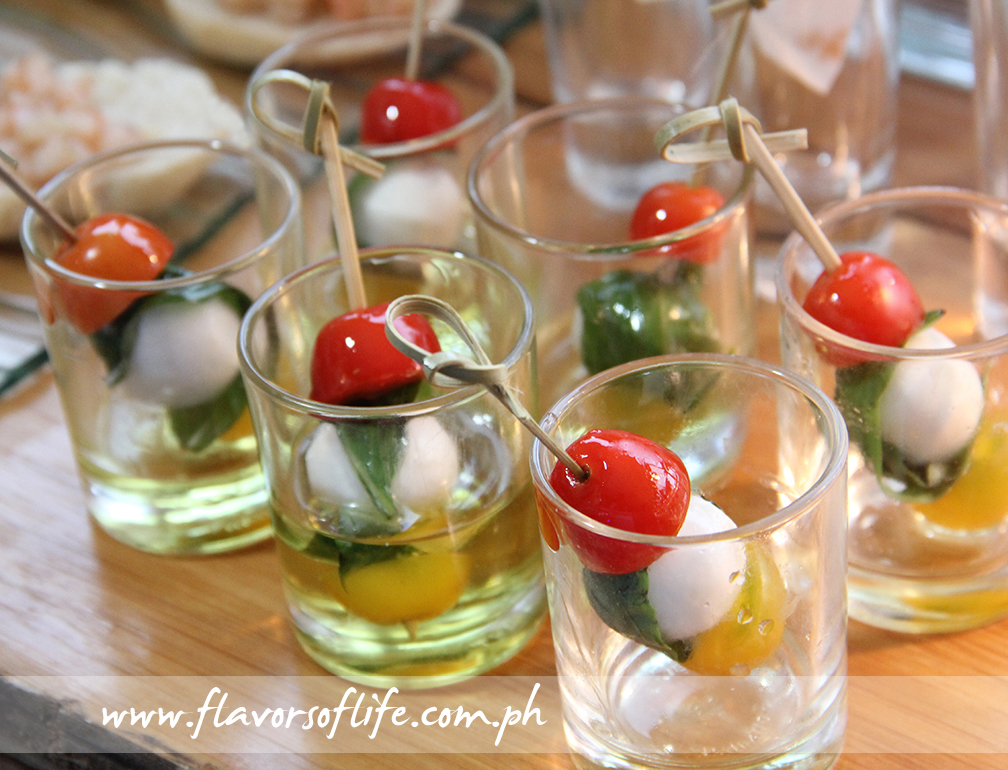 Caprese in shot glasses