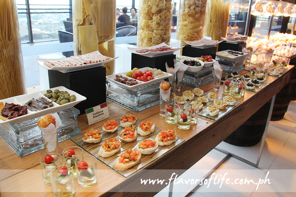 The apericena spread of authentic Italian dishes from different regions of Italy