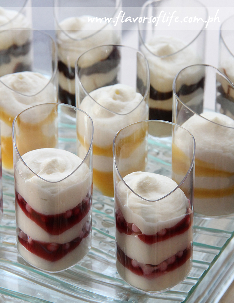 Tiramisu Madness refers to three flavors of Tiramisu--Raspberry Tiramisu (up front), Mango Tiramisu (middle), and Classic Tiramisu (back)