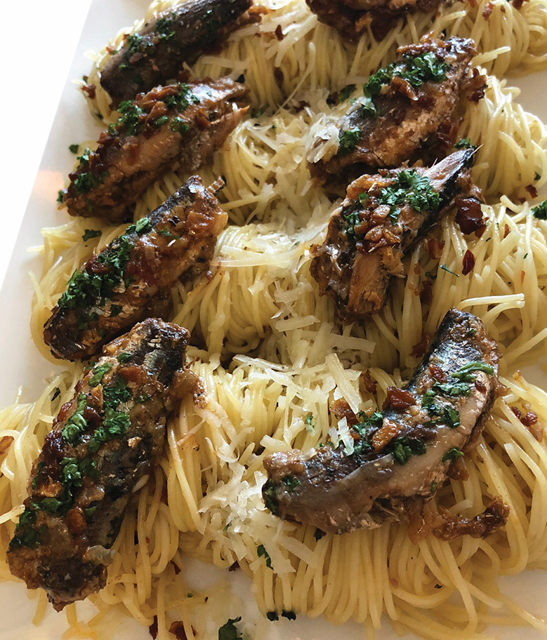Besides 'Ginisang Sardinas,' King Cup Sardines can be made into 'Pasta Aglio Olio with Sauteed King Cup Sardines'